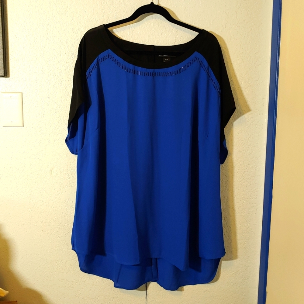 Lane Bryant Blue & Black Blouse Size 22/24